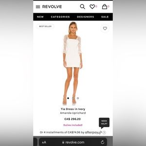 REVOLVE Amanda Uprichard Tia Mini Dress Size L